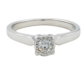 9ct White Gold Diamond Solitaire Ring Size G